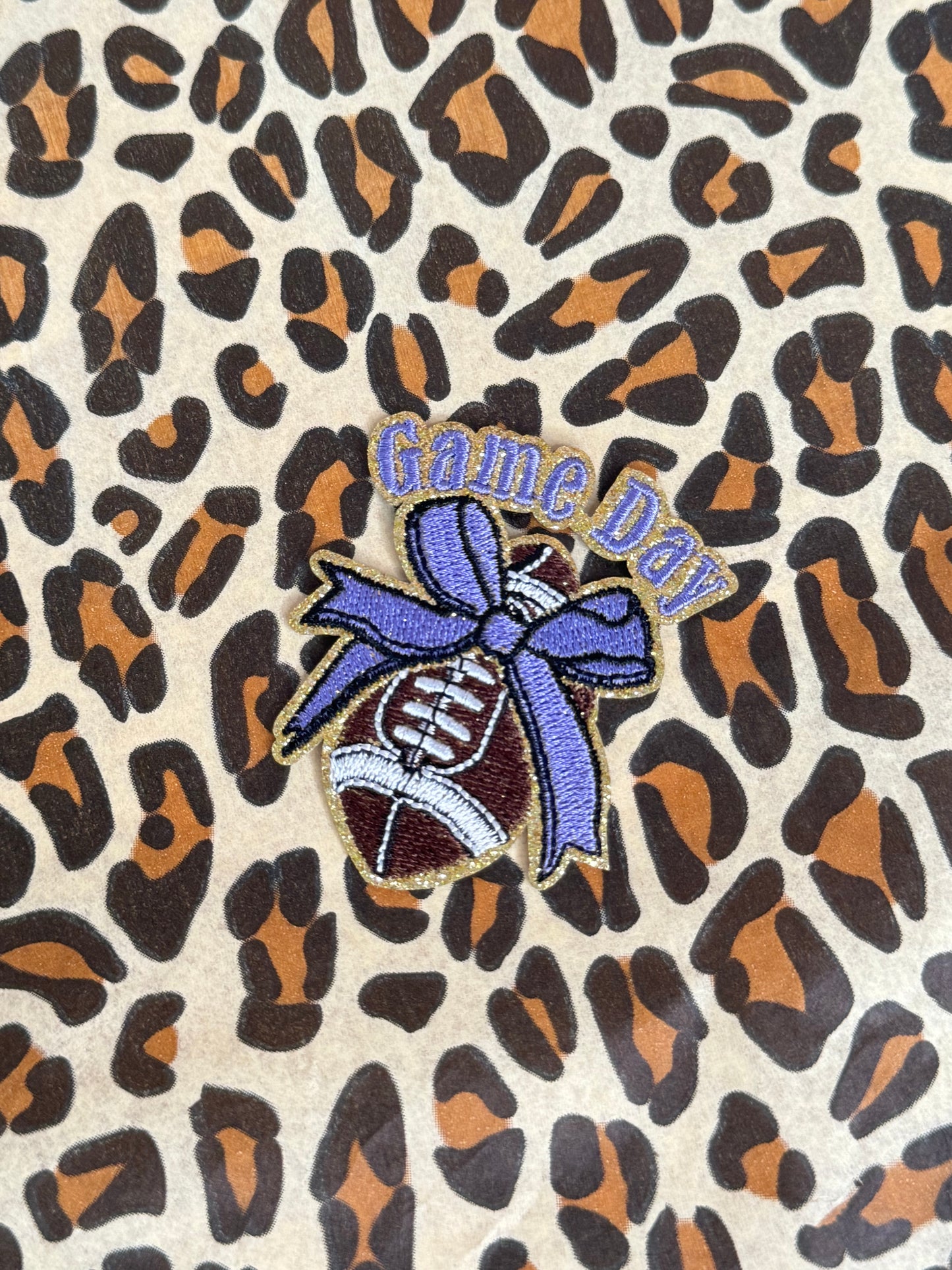 Glitter Game Day Football Bow | Purple and Gold