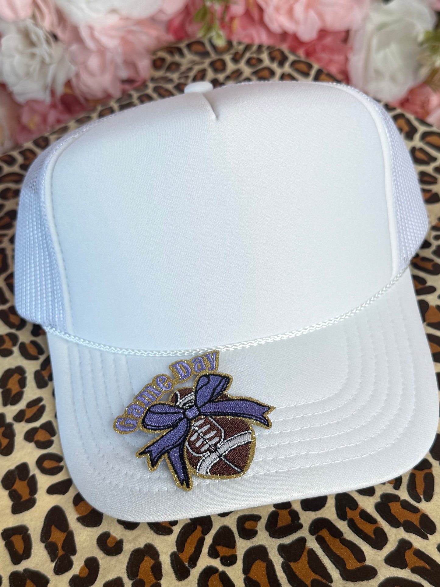Glitter Game Day Football Bow | Purple and Gold