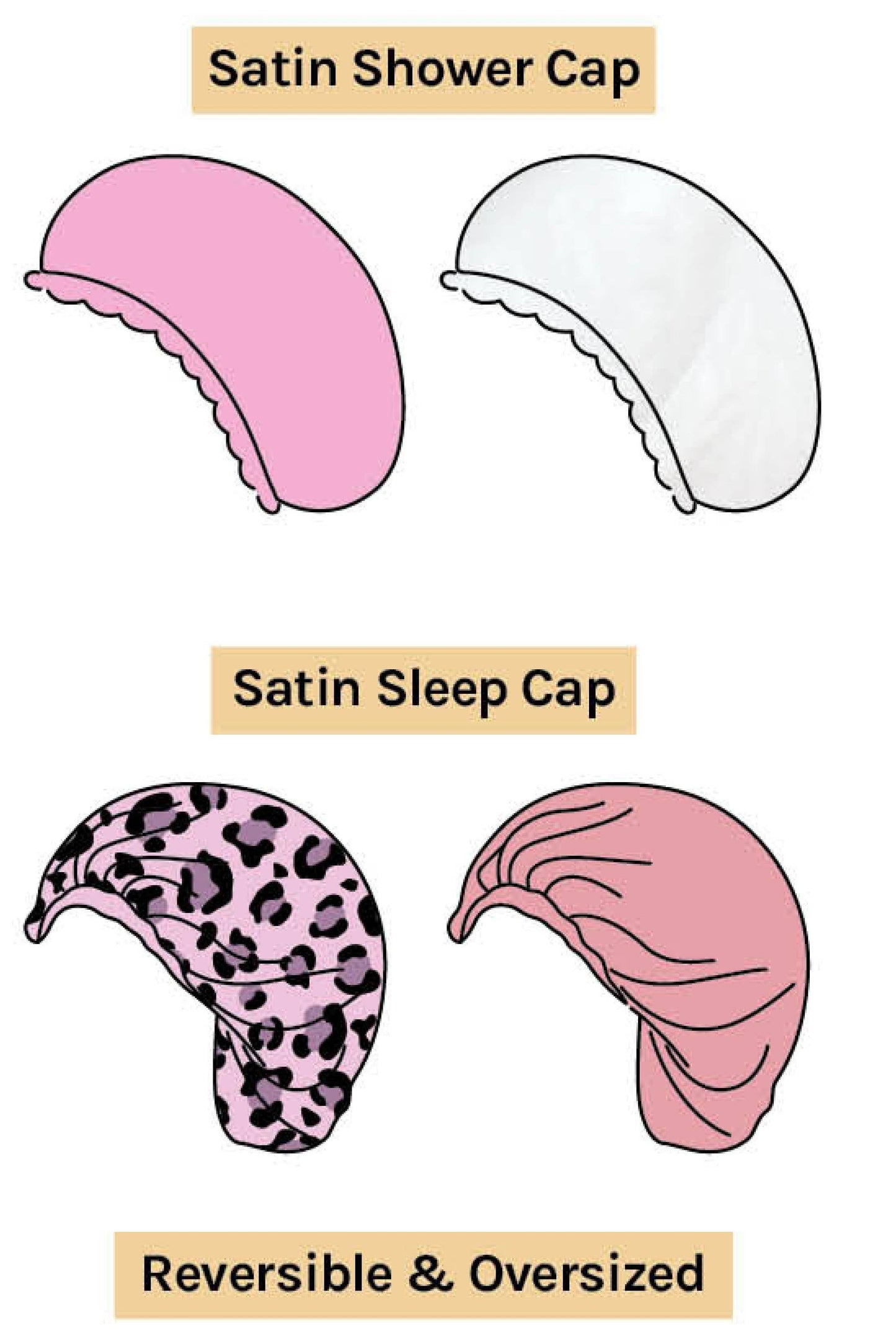 Lindo Satin Sleep & Shower Cap Double Lined - 2pcs/pk