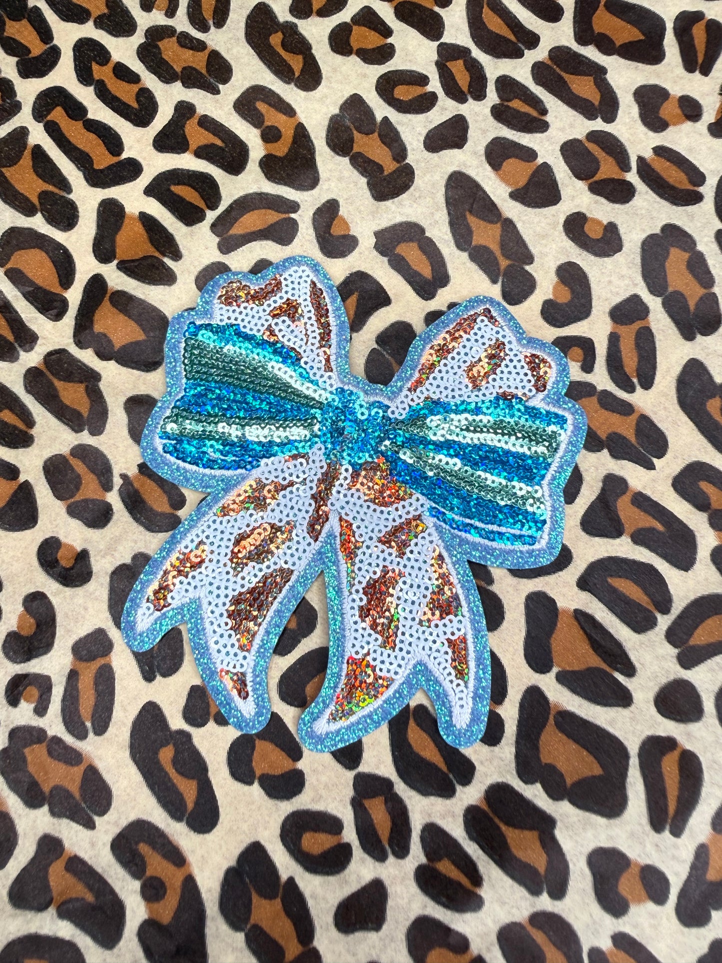 Cow Print Sequin Bow Patch