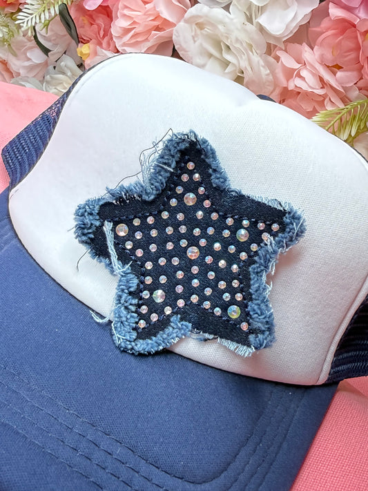 Denim Star Iron On Patch