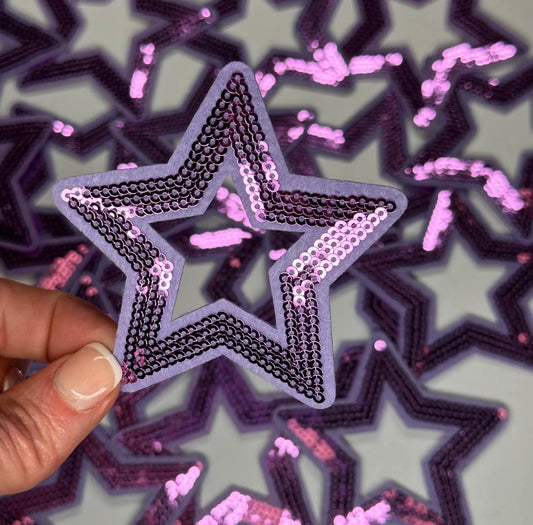 Purple Sequins Star Patch